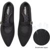 Frank Mully Women’s Mesh Flats Mary Jane Shoes Pointed Toe Lightweight with Adjustable Instep Strap Knit Flat Shoes for Women Dressy Casual Washable Walking Shoes(Solid Black)