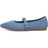 Frank Mully Women’s Mesh Flats Mary Jane Shoes Pointed Toe Lightweight with Adjustable Instep Strap Knit Flat Shoes for Women Dressy Casual Washable Walking Shoes(Solid Denim)
