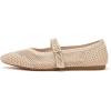 Frank Mully Women’s Mesh Flats Mary Jane Shoes Pointed Toe Lightweight with Adjustable Instep Strap Knit Flat Shoes for Women Dressy Casual Washable Walking Shoes(Ecru)