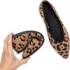 Frank Mully Womens Pointed Toe Flats Knit Dress Shoes Comfort Women Shoes Slip On Shoes for Woman Classic Softable Shoes Low Wedge(6037leopard)