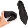 Frank Mully Womens Pointed Toe Flats Knit Dress Shoes Comfort Women Shoes Slip On Shoes for Woman Classic Softable Shoes Low Wedge(6039 Black)