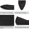 Frank Mully Womens Pointed Toe Flats Knit Dress Shoes Comfort Women Shoes Slip On Shoes for Woman Classic Softable Shoes Low Wedge(6039 Black)