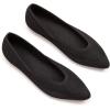 Frank Mully Womens Pointed Toe Flats Knit Dress Shoes Comfort Women Shoes Slip On Shoes for Woman Classic Softable Shoes Low Wedge(6039 Black)