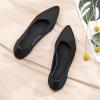 Frank Mully Womens Pointed Toe Flats Knit Dress Shoes Comfort Women Shoes Slip On Shoes for Woman Classic Softable Shoes Low Wedge(All Black)