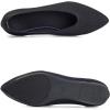 Frank Mully Womens Pointed Toe Flats Knit Dress Shoes Comfort Women Shoes Slip On Shoes for Woman Classic Softable Shoes Low Wedge(Black Solid)