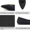 Frank Mully Womens Pointed Toe Flats Knit Dress Shoes Comfort Women Shoes Slip On Shoes for Woman Classic Softable Shoes Low Wedge(Black Solid)