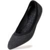 Frank Mully Womens Pointed Toe Flats Knit Dress Shoes Comfort Women Shoes Slip On Shoes for Woman Classic Softable Shoes Low Wedge(Black/Textile)