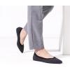 Frank Mully Womens Pointed Toe Flats Knit Dress Shoes Comfort Women Shoes Slip On Shoes for Woman Classic Softable Shoes Low Wedge(Black/Textile)