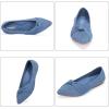 Frank Mully Womens Pointed Toe Flats Knit Dress Shoes Comfort Women Shoes Slip On Shoes for Woman Classic Softable Shoes Low Wedge(Blue With Bowknot)