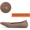 Frank Mully Womens Pointed Toe Flats Knit Dress Shoes Comfort Women Shoes Slip On Shoes for Woman Classic Softable Shoes Low Wedge(Brown)