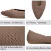 Frank Mully Womens Pointed Toe Flats Knit Dress Shoes Comfort Women Shoes Slip On Shoes for Woman Classic Softable Shoes Low Wedge(Brown Solid)