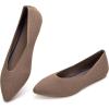 Frank Mully Womens Pointed Toe Flats Knit Dress Shoes Comfort Women Shoes Slip On Shoes for Woman Classic Softable Shoes Low Wedge(Brown Solid)