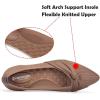 Frank Mully Womens Pointed Toe Flats Knit Dress Shoes Comfort Women Shoes Slip On Shoes for Woman Classic Softable Shoes Low Wedge(Brown With Bowknot)