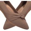 Frank Mully Womens Pointed Toe Flats Knit Dress Shoes Comfort Women Shoes Slip On Shoes for Woman Classic Softable Shoes Low Wedge(Brown With Bowknot)