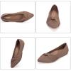 Frank Mully Womens Pointed Toe Flats Knit Dress Shoes Comfort Women Shoes Slip On Shoes for Woman Classic Softable Shoes Low Wedge(Brown With Bowknot)
