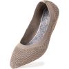 Frank Mully Womens Pointed Toe Flats Knit Dress Shoes Comfort Women Shoes Slip On Shoes for Woman Classic Softable Shoes Low Wedge(Camel)