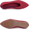 Frank Mully Womens Pointed Toe Flats Knit Dress Shoes Comfort Women Shoes Slip On Shoes for Woman Classic Softable Shoes Low Wedge(Chili Red)
