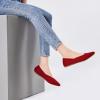 Frank Mully Womens Pointed Toe Flats Knit Dress Shoes Comfort Women Shoes Slip On Shoes for Woman Classic Softable Shoes Low Wedge(Chili Red)
