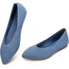 Frank Mully Womens Pointed Toe Flats Knit Dress Shoes Comfort Women Shoes Slip On Shoes for Woman Classic Softable Shoes Low Wedge(Denum Blue)