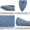 Frank Mully Womens Pointed Toe Flats Knit Dress Shoes Comfort Women Shoes Slip On Shoes for Woman Classic Softable Shoes Low Wedge(Denum Blue)