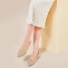 Frank Mully Womens Pointed Toe Flats Knit Dress Shoes Comfort Women Shoes Slip On Shoes for Woman Classic Softable Shoes Low Wedge(Ecru)