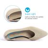 Frank Mully Womens Pointed Toe Flats Knit Dress Shoes Comfort Women Shoes Slip On Shoes for Woman Classic Softable Shoes Low Wedge(Ecru Solid)
