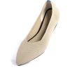 Frank Mully Womens Pointed Toe Flats Knit Dress Shoes Comfort Women Shoes Slip On Shoes for Woman Classic Softable Shoes Low Wedge(Ecru Solid)