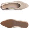 Frank Mully Womens Pointed Toe Flats Knit Dress Shoes Comfort Women Shoes Slip On Shoes for Woman Classic Softable Shoes Low Wedge(Ecru/Mesh)