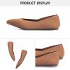 Frank Mully Womens Pointed Toe Flats Knit Dress Shoes Comfort Women Shoes Slip On Shoes for Woman Classic Softable Shoes Low Wedge(Fawn)