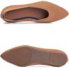 Frank Mully Womens Pointed Toe Flats Knit Dress Shoes Comfort Women Shoes Slip On Shoes for Woman Classic Softable Shoes Low Wedge(Fawn)