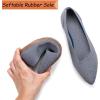 Frank Mully Womens Pointed Toe Flats Knit Dress Shoes Comfort Women Shoes Slip On Shoes for Woman Classic Softable Shoes Low Wedge(Grey)