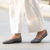 Frank Mully Womens Pointed Toe Flats Knit Dress Shoes Comfort Women Shoes Slip On Shoes for Woman Classic Softable Shoes Low Wedge(Grey Solid)