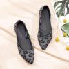 Frank Mully Womens Pointed Toe Flats Knit Dress Shoes Comfort Women Shoes Slip On Shoes for Woman Classic Softable Shoes Low Wedge(Leopard)