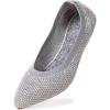 Frank Mully Womens Pointed Toe Flats Knit Dress Shoes Comfort Women Shoes Slip On Shoes for Woman Classic Softable Shoes Low Wedge(Light Grey)