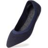 Frank Mully Womens Pointed Toe Flats Knit Dress Shoes Comfort Women Shoes Slip On Shoes for Woman Classic Softable Shoes Low Wedge(Navy)