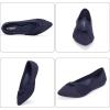 Frank Mully Womens Pointed Toe Flats Knit Dress Shoes Comfort Women Shoes Slip On Shoes for Woman Classic Softable Shoes Low Wedge(Navy With Bowknot)