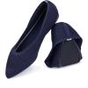 Frank Mully Womens Pointed Toe Flats Knit Dress Shoes Comfort Women Shoes Slip On Shoes for Woman Classic Softable Shoes Low Wedge(Navy/Mesh)