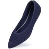 Frank Mully Womens Pointed Toe Flats Knit Dress Shoes Comfort Women Shoes Slip On Shoes for Woman Classic Softable Shoes Low Wedge(Navy/Mesh)