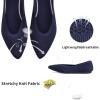Frank Mully Womens Pointed Toe Flats Knit Dress Shoes Comfort Women Shoes Slip On Shoes for Woman Classic Softable Shoes Low Wedge(Navy/Mesh)