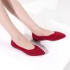 Frank Mully Womens Pointed Toe Flats Knit Dress Shoes Comfort Women Shoes Slip On Shoes for Woman Classic Softable Shoes Low Wedge(Red)
