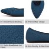 Frank Mully Womens Pointed Toe Flats Knit Dress Shoes Comfort Women Shoes Slip On Shoes for Woman Classic Softable Shoes Low Wedge(Teal)
