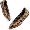 Frank Mully Womens Pointed Toe Flats Knit Dress Shoes Comfort Women Shoes Slip On Shoes for Woman Classic Softable Shoes Low Wedge(Yellow Leopard)