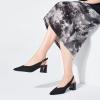Frank Mully Women’s Slingback Heels Pointed Toe Work Pumps Comfortable Chunky Pumps Closed Toe Stylish Dressy Shoes(Black/Knit)