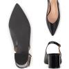 Frank Mully Women’s Slingback Heels Pointed Toe Work Pumps Comfortable Chunky Pumps Closed Toe Stylish Dressy Shoes(Black/Pu)