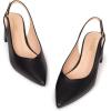 Frank Mully Women’s Slingback Heels Pointed Toe Work Pumps Comfortable Chunky Pumps Closed Toe Stylish Dressy Shoes(Black/Pu)