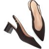 Frank Mully Women’s Slingback Heels Pointed Toe Work Pumps Comfortable Chunky Pumps Closed Toe Stylish Dressy Shoes(Black/Suede)