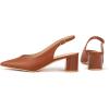 Frank Mully Women’s Slingback Heels Pointed Toe Work Pumps Comfortable Chunky Pumps Closed Toe Stylish Dressy Shoes(Brown/Pu)