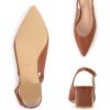 Frank Mully Women’s Slingback Heels Pointed Toe Work Pumps Comfortable Chunky Pumps Closed Toe Stylish Dressy Shoes(Brown/Pu)