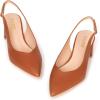 Frank Mully Women’s Slingback Heels Pointed Toe Work Pumps Comfortable Chunky Pumps Closed Toe Stylish Dressy Shoes(Brown/Pu)