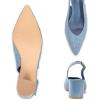Frank Mully Women’s Slingback Heels Pointed Toe Work Pumps Comfortable Chunky Pumps Closed Toe Stylish Dressy Shoes(Denim/Pu)